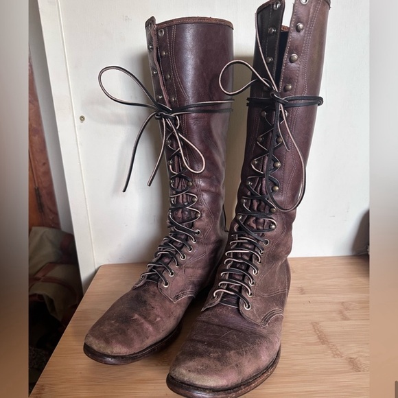 chippewa • vintage antique lace up knee high leather boots welted soles - Picture 3 of 4